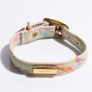 Leather Dog Collar by Hound Collection with Gold Bar Logo